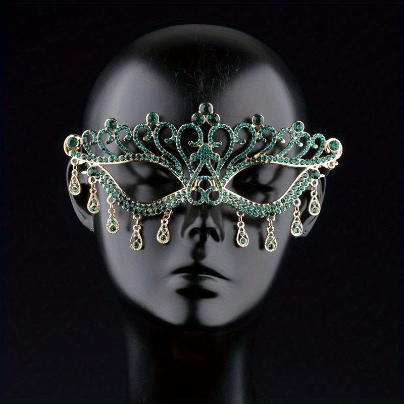 Bridal Dance Mask Headdress Wedding Decor Rhinestone Tassel Face Cover