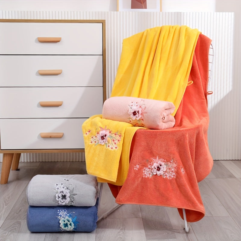 Soft Coral Fleece Bath Towel Quick Dry Absorbent Skin Friendly 55x27in