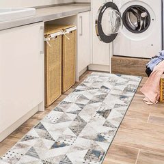 Geometric 2'X10' Runner Rug Abstract Laundry Room Stain Resistant Kitchen Mat