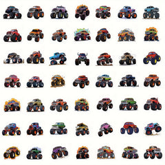 50pcs Monster Truck Series Waterproof Graffiti Stickers DIY Sticker Pack