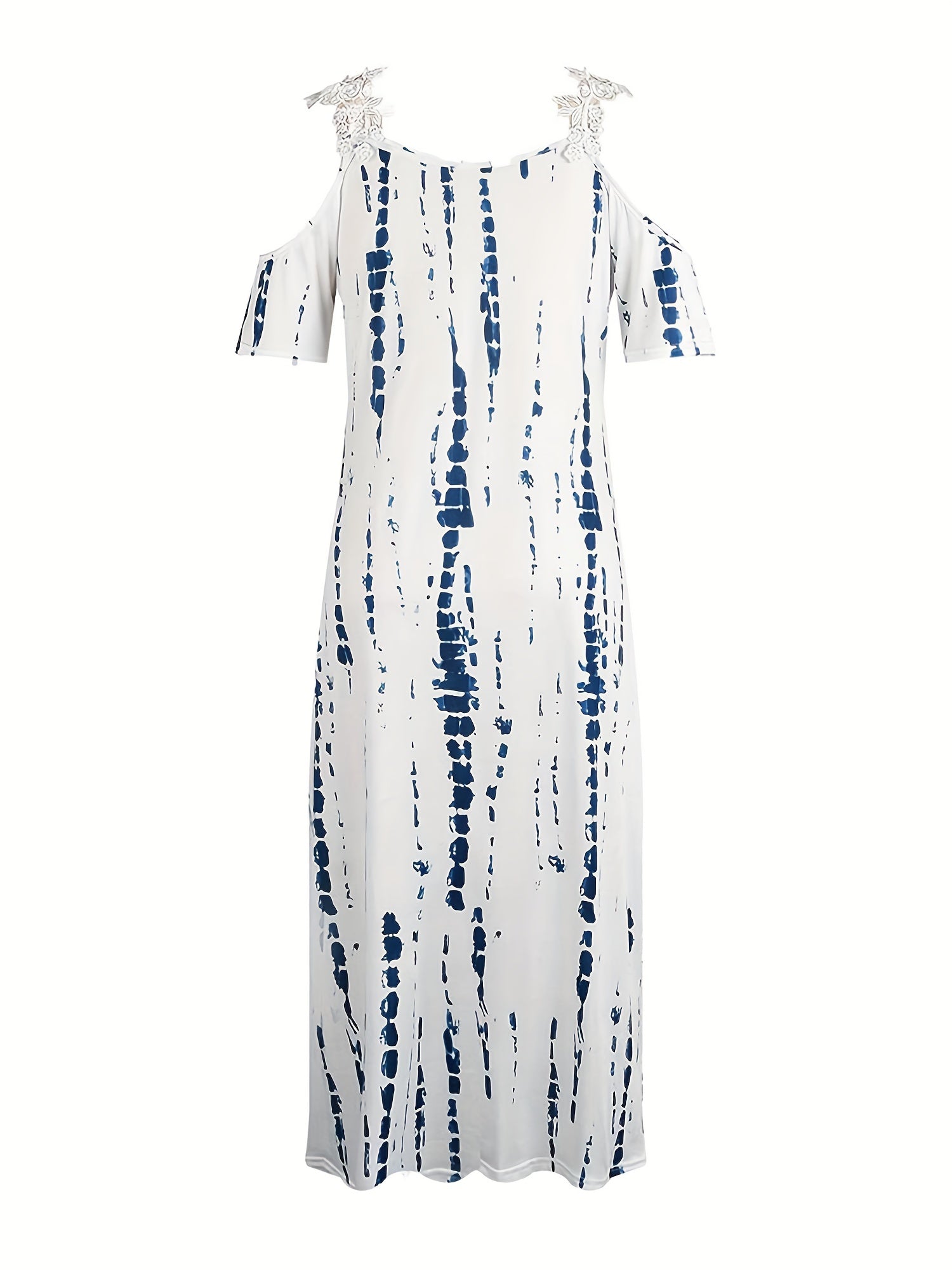 Floral Print Maxi Dress V Neck Casual Short Sleeve Lace Up