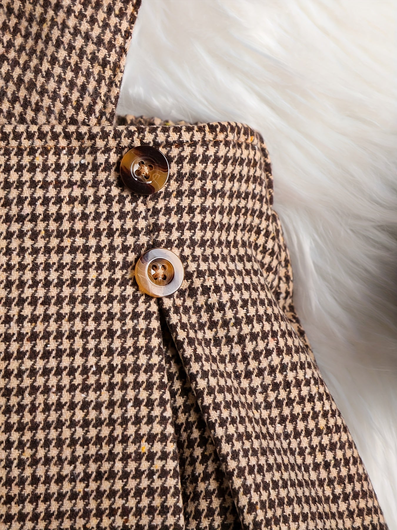 Vintage Houndstooth Overall Skirt For Girls