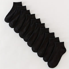 10 Pairs Short Solid Socks Comfy All match Women's Stockings