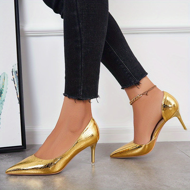Women's Pointed Toe Cutout Stiletto Heel Pumps