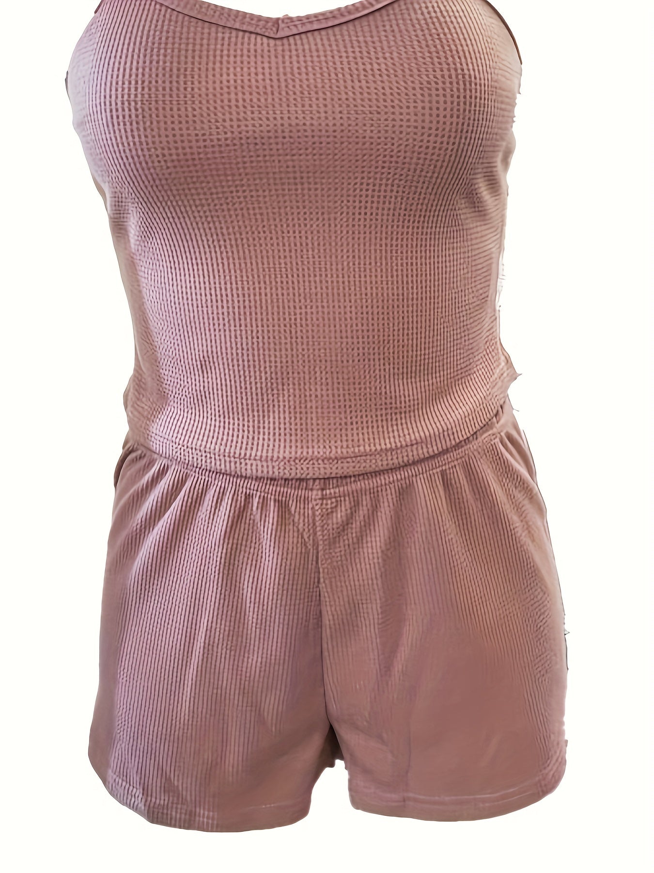 6 Pack Plus Size Waffle Knit Cami Top & Shorts Sleepwear Set