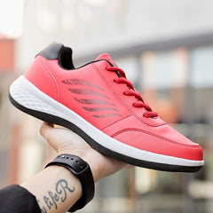 Men's Lace Up Running Sneakers Faux Leather Comfort Shoes