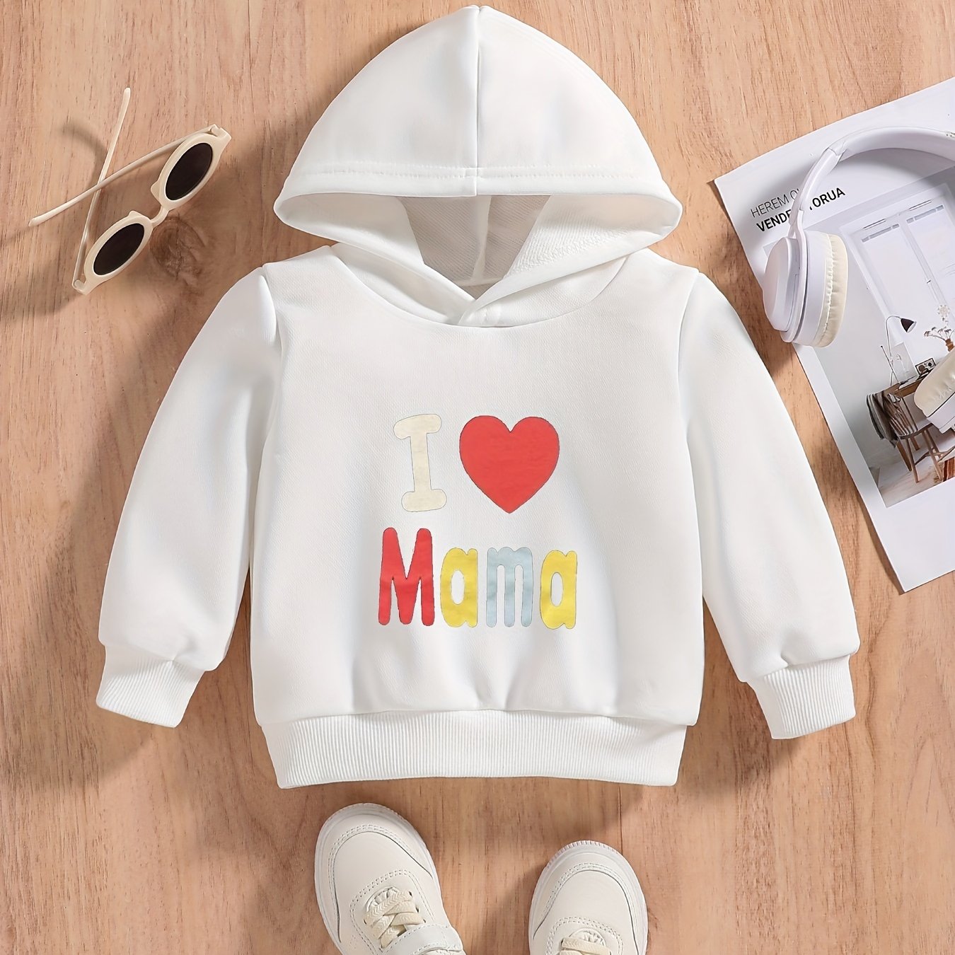 LOVE MAMA Letter Print Baby Boys Long Sleeve Sweatshirt
