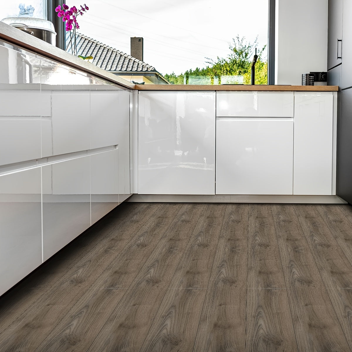 Wood Grain Waterproof Floor Stickers Self adhesive