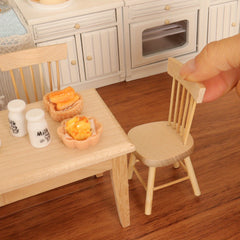 Dollhouse Dining Chair Brown Wood Grain Compact Size for Accessories