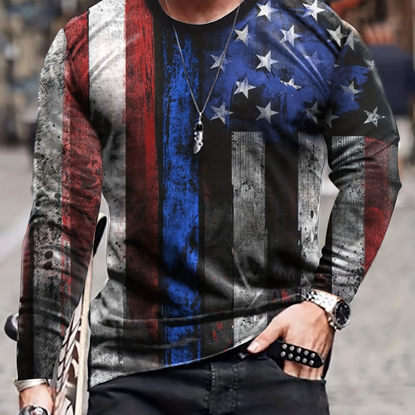 Flag All Over Print Men's Long Sleeve T-shirt