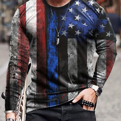 Flag All Over Print Men's Long Sleeve T-shirt