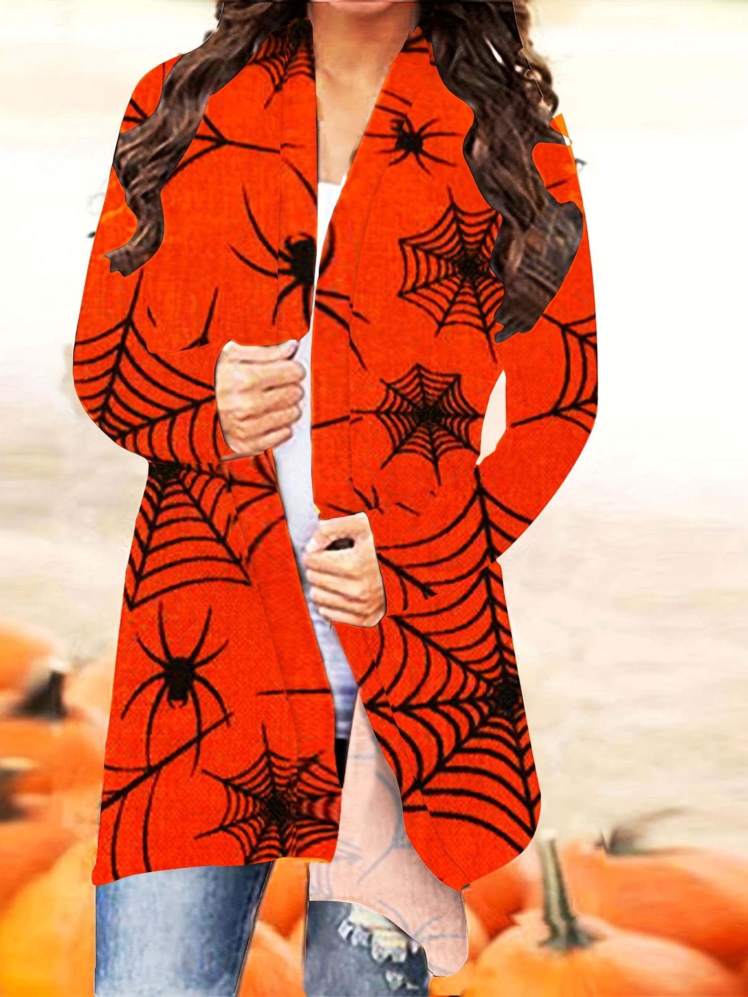 Halloween Cardigan Women Ghost Spiderweb Skull