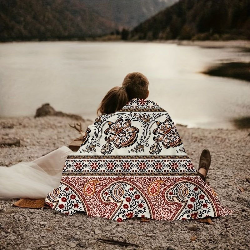 Boho Style Print Blanket Soft Warm Throw Blanket For Couch Office Bed Camping