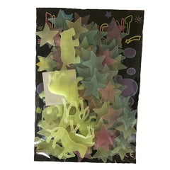 112pcs Luminous Animals & Stars Wall Stickers Mural Decals Home Art Decor