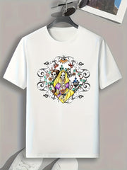 Skeleton Princess Pattern Print Men's Sports T-shirt Comfy Graphic Tee