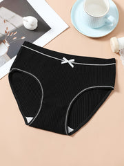 6pcs Solid Ribbed Hipster Panties Stretchy Intimates Women's Lingerie