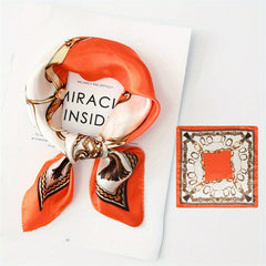 Classic Chain Print Satin Silk Square Scarf Shawl Bandana for Women