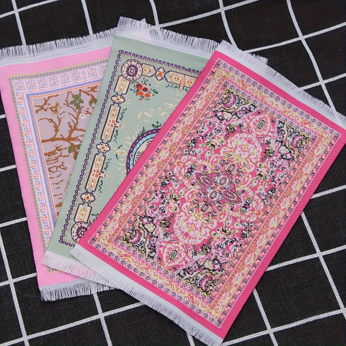 Handcrafted Dollhouse Rug Colorful Spring Scene Decor