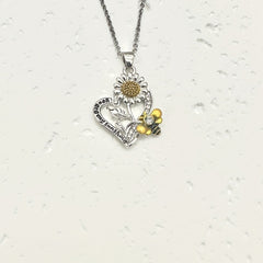 Sunflower Heart Pendant Necklace for Girls
