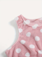 Flannel Polka Dot Print Pajama Set Plus Size