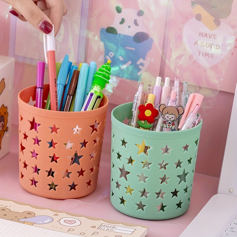 Hollow Stars Pen Pencil Pot Holder Desk Organizer Office Supplies