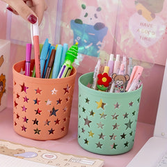 Hollow Stars Pen Pencil Pot Holder Desk Organizer Office Supplies