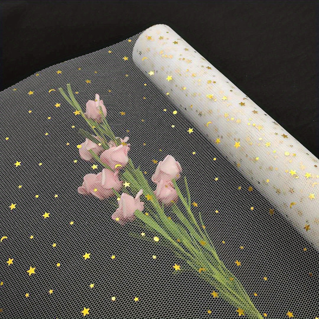 5 Yards Bronzing Star Moon Gauze Translucent Flower Wrapping Paper