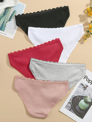 5 Pack Women's Cotton Panties Low Waist Lingerie