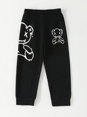Boy's Bear Print Stretch Pants for Spring and Fall