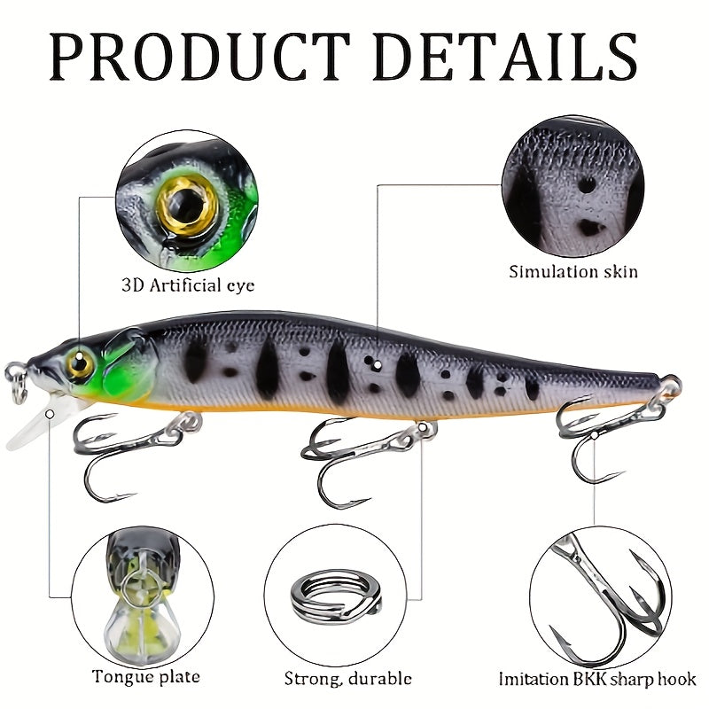 3D Eyes Crankbait For Perch Carp Artificial Wobbler With Sharp Treble Hook