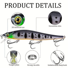 3D Eyes Crankbait For Perch Carp Artificial Wobbler With Sharp Treble Hook
