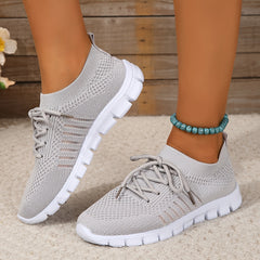 Mesh Breathable Woven Shoes Lace Up Walking Shoes