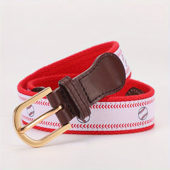 Men's Leather Belt Cartoon Pattern Webbing Waist Strap Pants Belt 2.0 98in