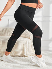 Sports Leggings Women's Plus Mesh High Waisted Stretch Yoga Pants