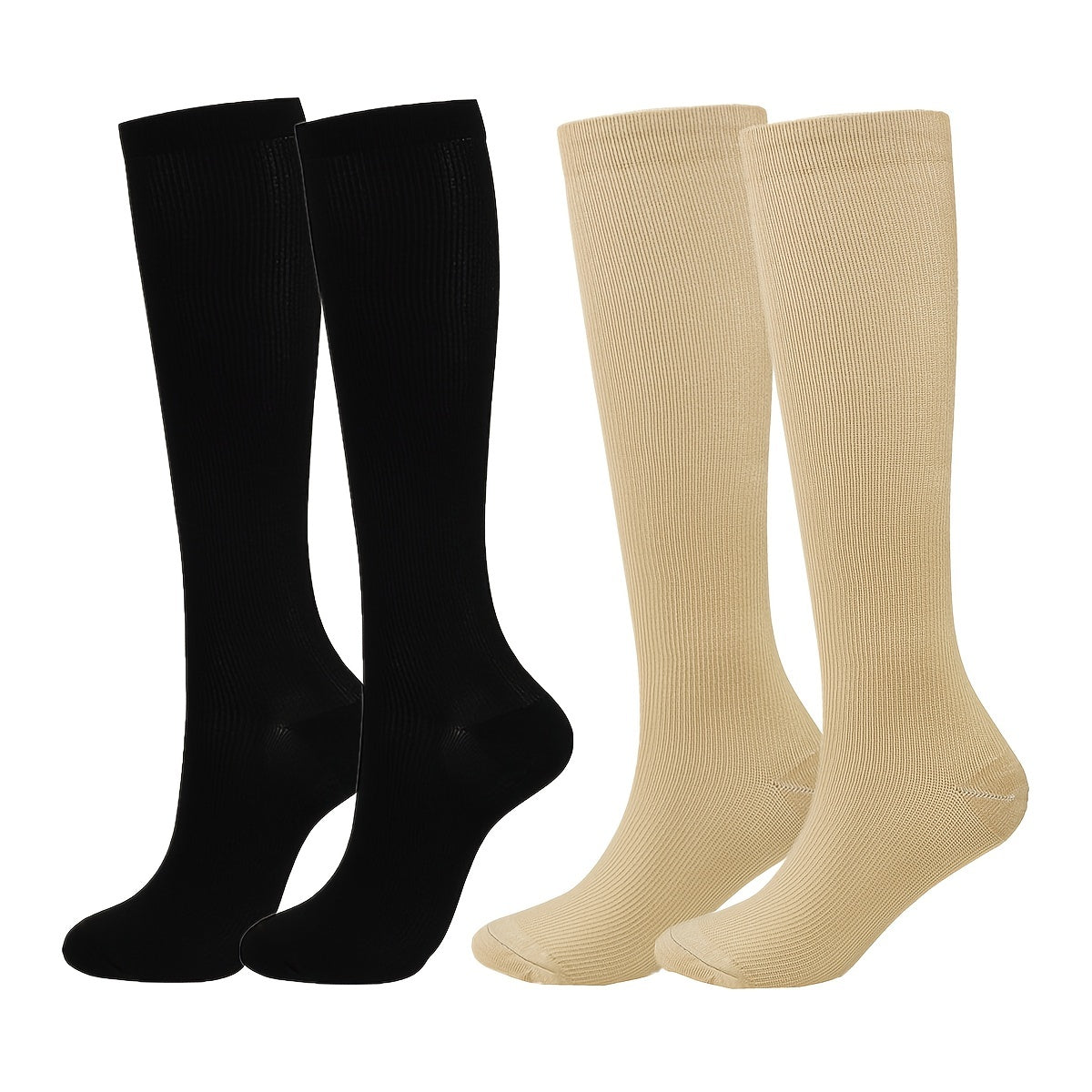 2 Pairs Compression Socks Knee Length Unisex