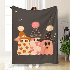 Christmas Ghost Printed Flannel Decoration Blanket - Soft Winter Warm Blanket