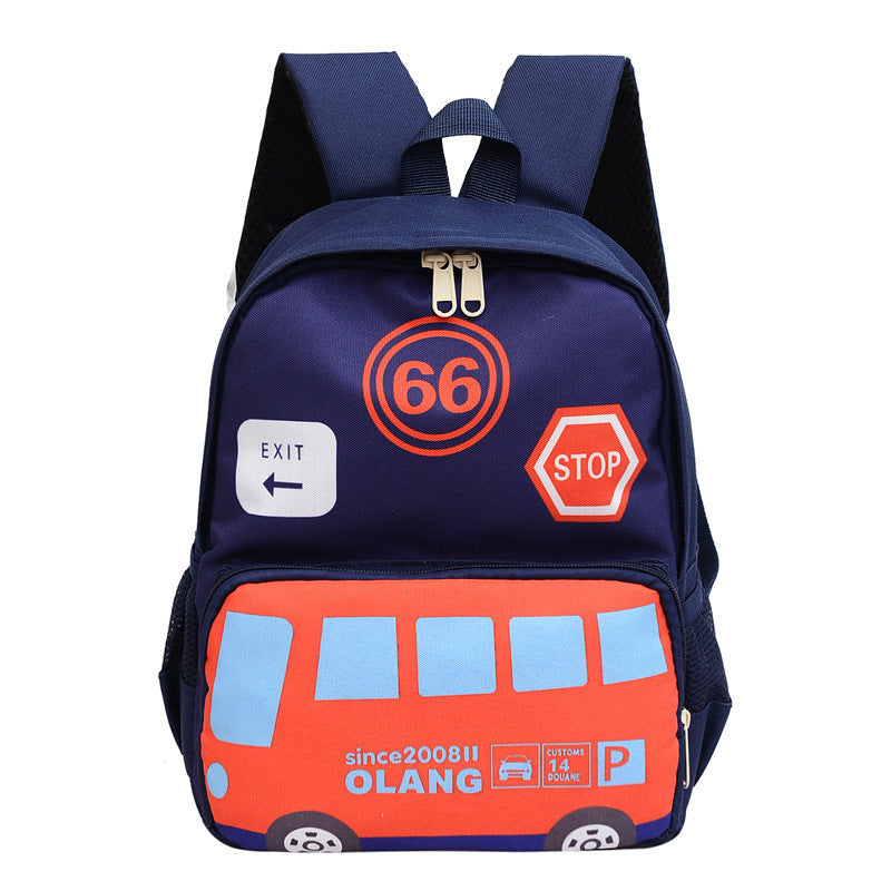 Car Pattern Kids Backpack Waterproof School Bag for Boys Girls