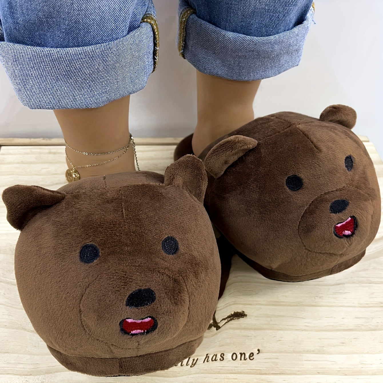 Women's Embroidered Animal Slippers Non-slip Fluffy Slides
