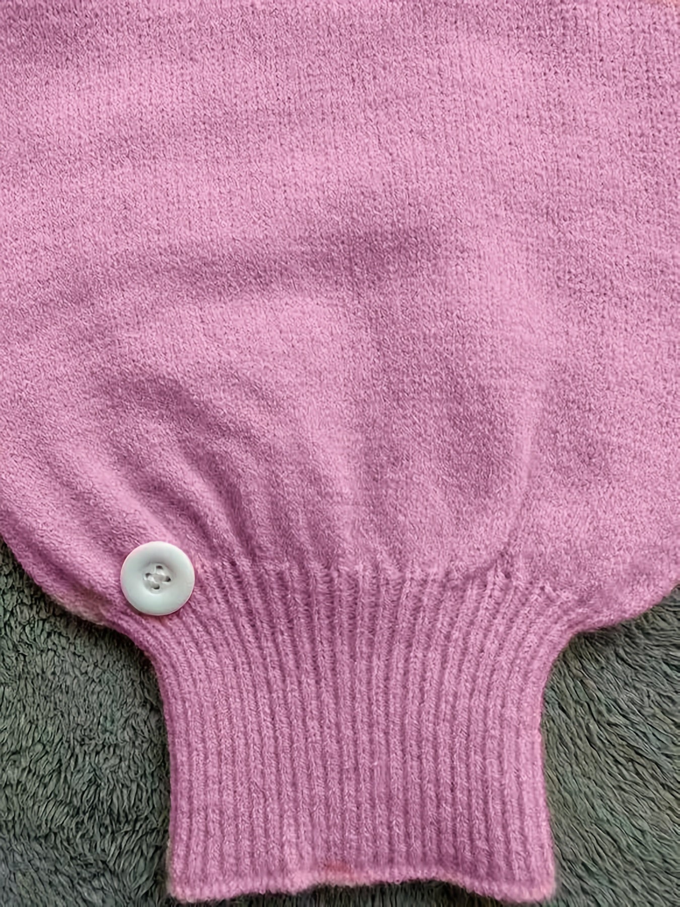 Solid Button Decor Cut Out Round Neck Sweater