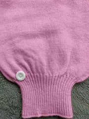 Solid Button Decor Cut Out Round Neck Sweater