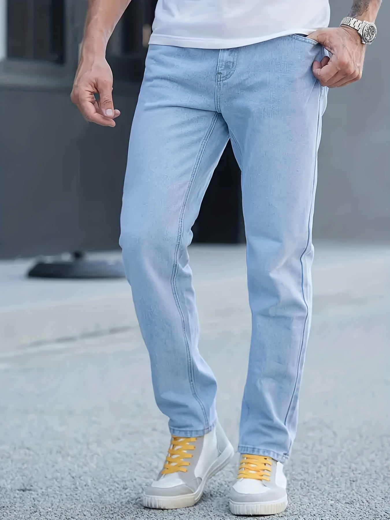 Men's Slim Fit Ripped Jeans Distressed Stretch Denim Pants