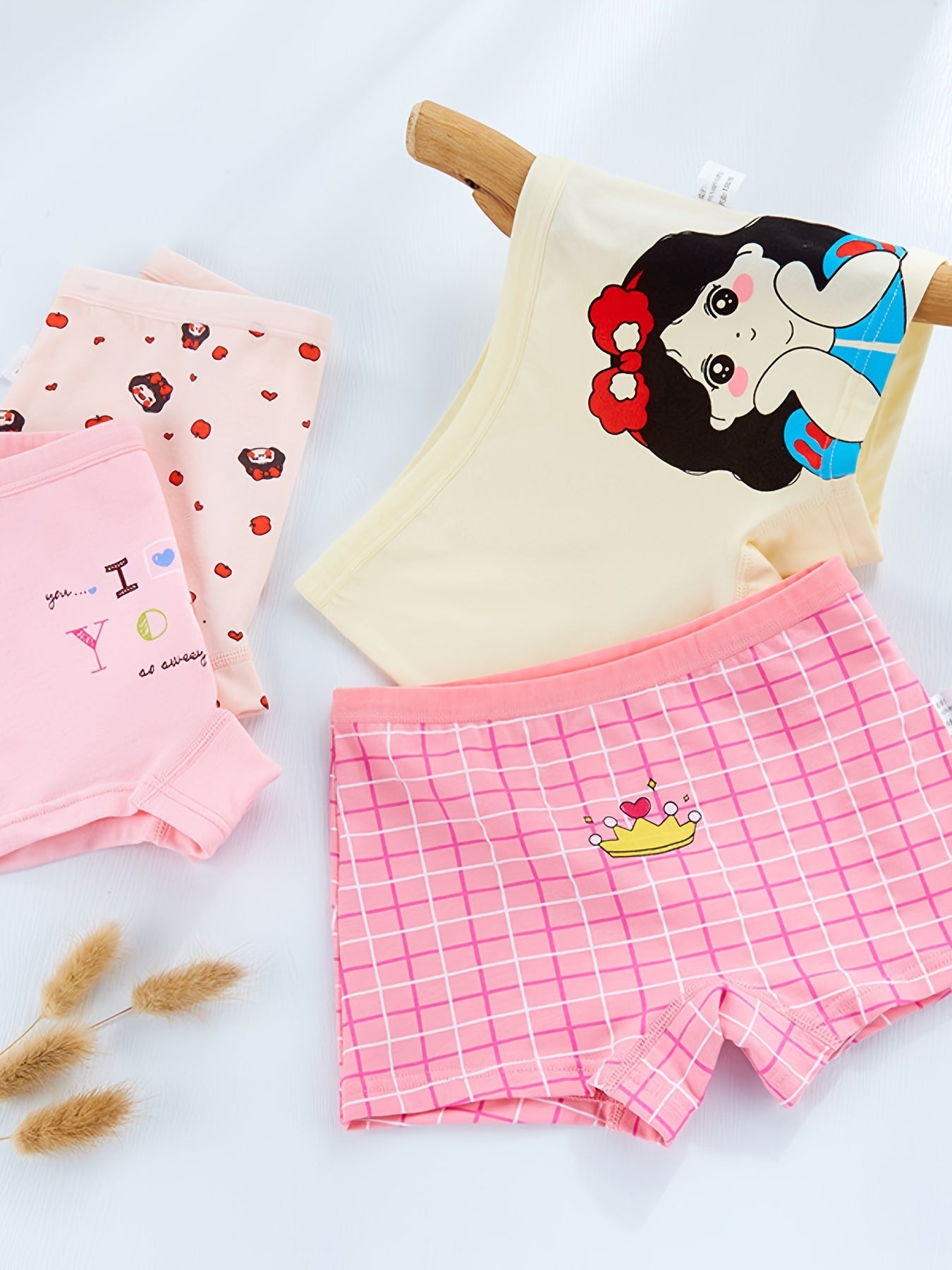 4pcs Girls Boxer Briefs Cotton Comfy Breathable Baby Children's Shorts