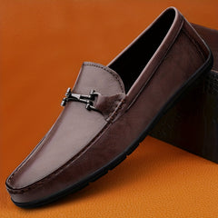 Men's Metallic Moccasin Loafers, Comfy Slip-On Shoes