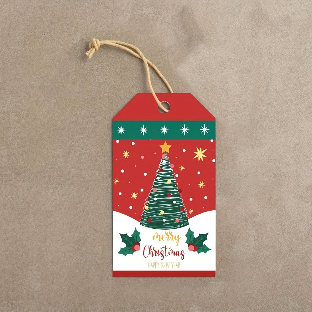50pcs Merry Christmas Gift Label Hanging Paper Santa Claus DIY Card For Envelope