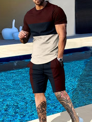 Men's Tracksuit Shirt & Shorts Set For Sports Running Plus Size