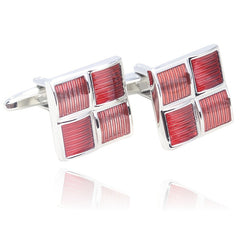 Men's Red Golden Tone Shirt Cufflinks For Business Party