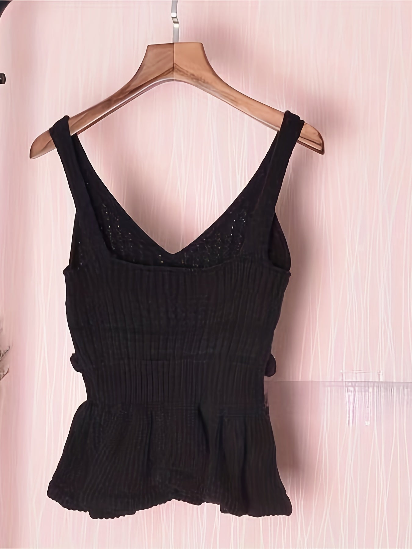 Ruffle Trim Tank Top Sleeveless Solid Summer Sexy Top