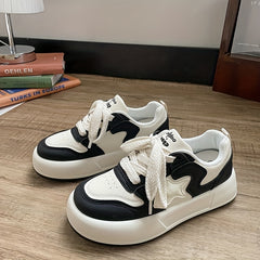 Women's Contrast Skate Shoes Casual Lace Up Platform Sneakers