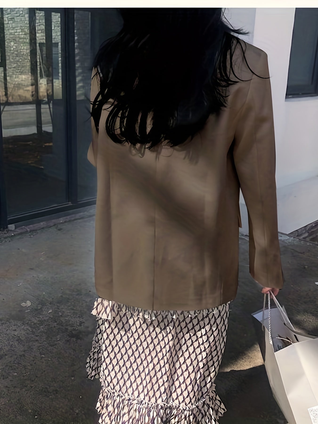Solid Flap Pockets Blazer Lapel Long Sleeve Blazer for Office & Work