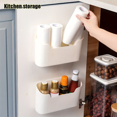 2pcs Storage Box Cabinet Door Hanging Rack Paste Bathroom Storage